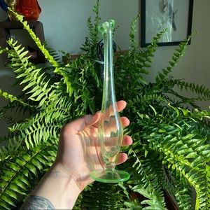 Vintage Uranium Vaseline Glass Bud Vase